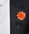 orange silk lapel pin, orange silk button hole 