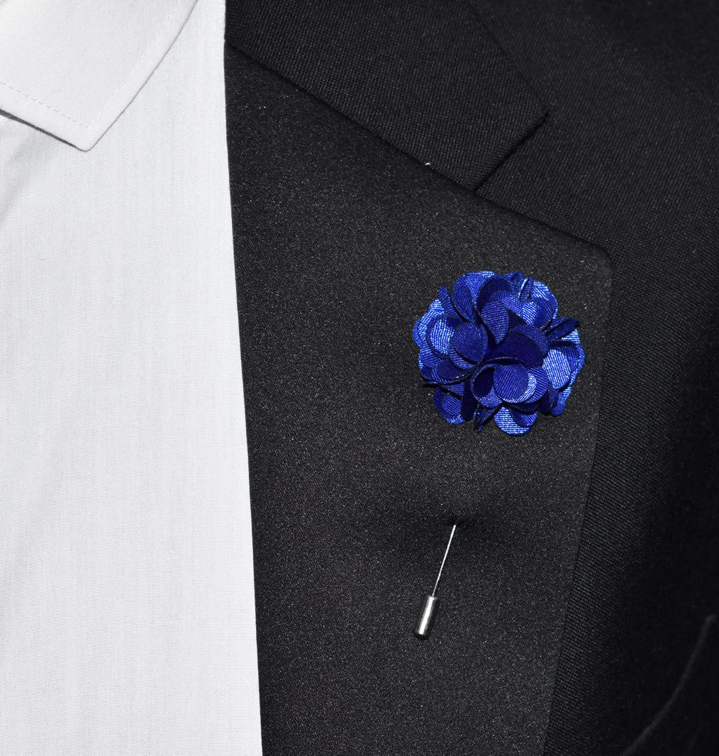 Small Groomsman Button Hole, Blue Lapel Pins Ties Pocket Squares