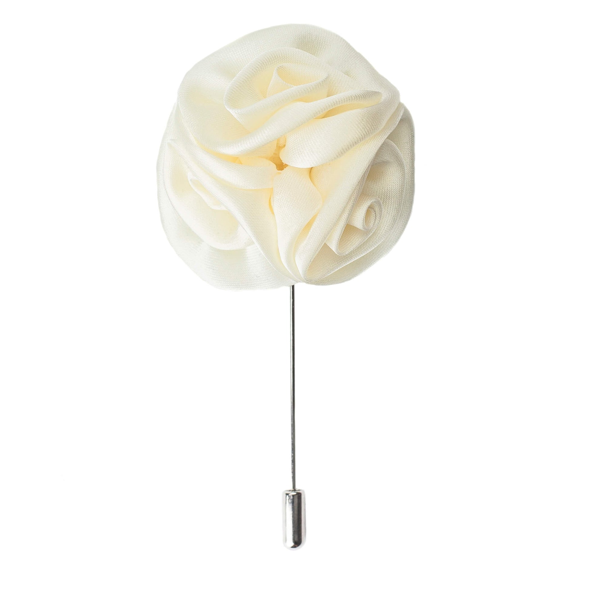 ivory silk lapel pin flower, ivory silk button hole flower