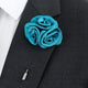 turquoise lapel pin, silk button hole flower
