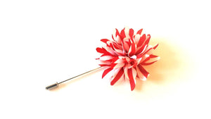 red and white stripe lapel pin flower