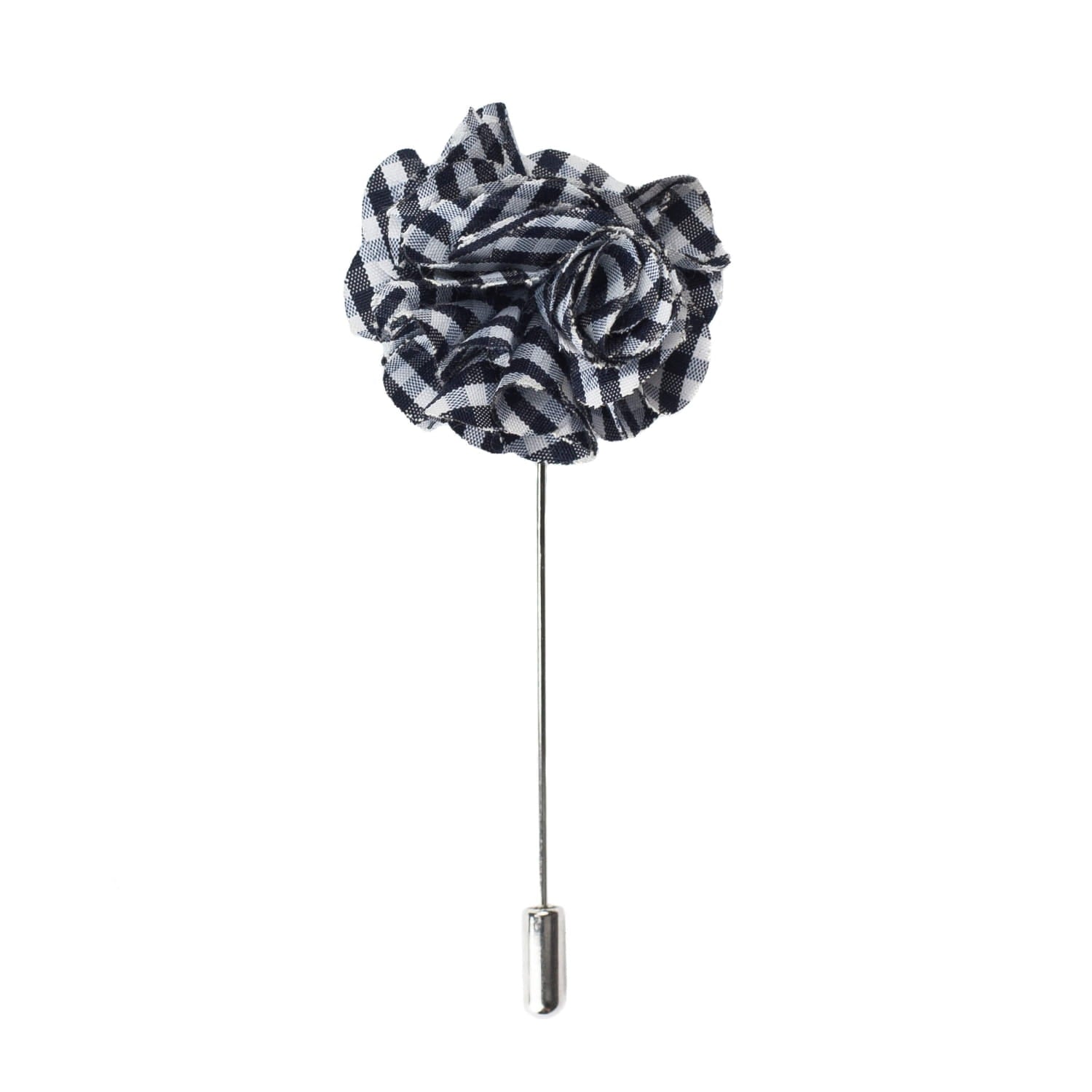 Floral-patterned lapel pin on a white background