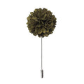 Green floral lapel pin on a white background
