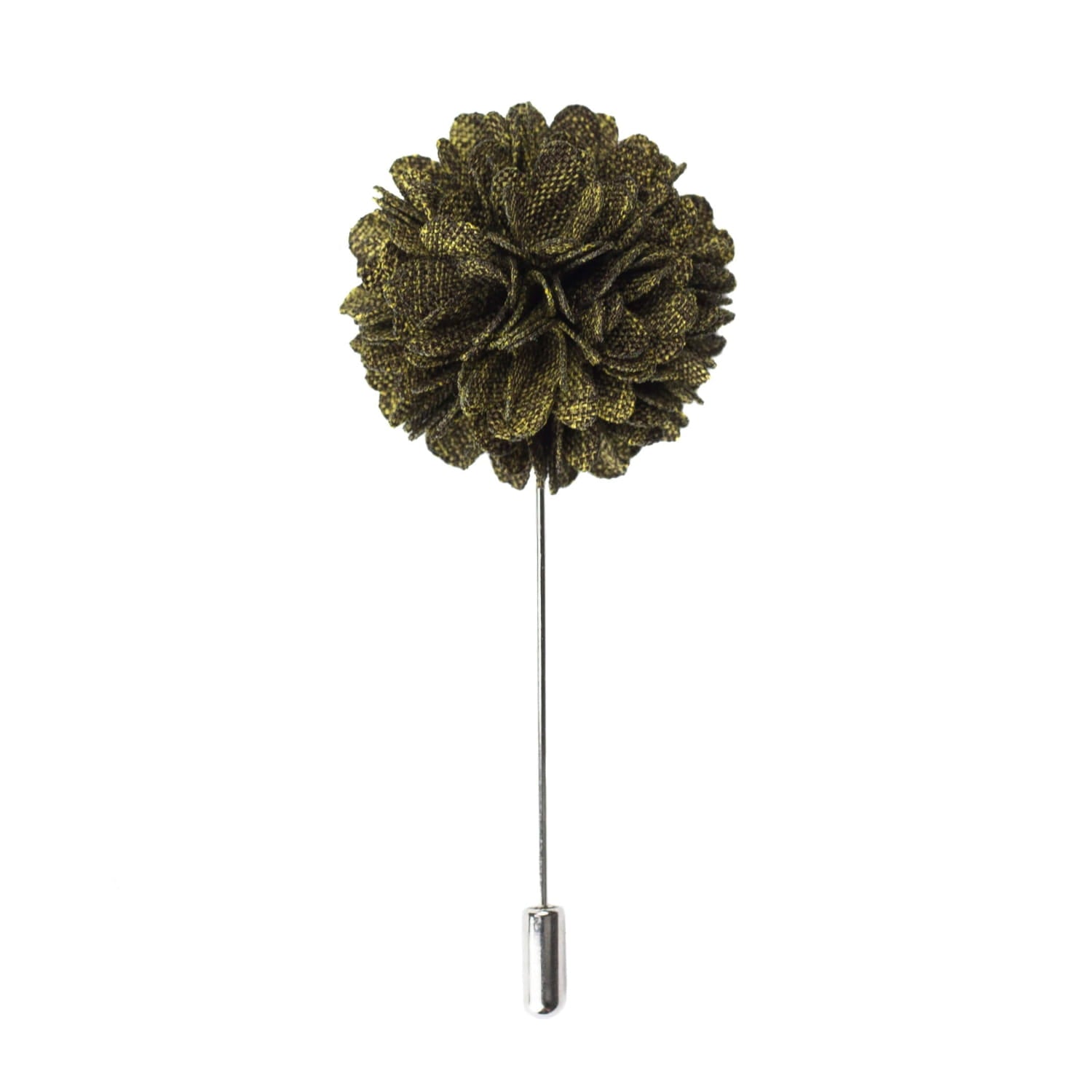Green floral lapel pin on a white background