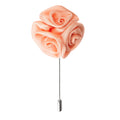 Pink rose flower lapel pin on a white background