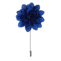 Blue flower lapel pin on a white background