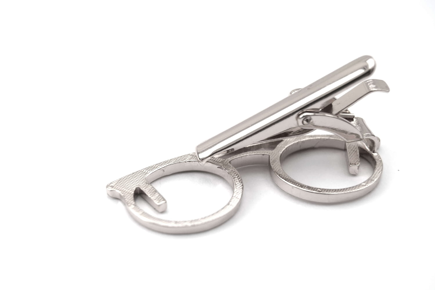 Top view of silver tie clip