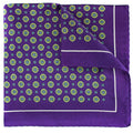 Purple fabric with green and yellow pattern