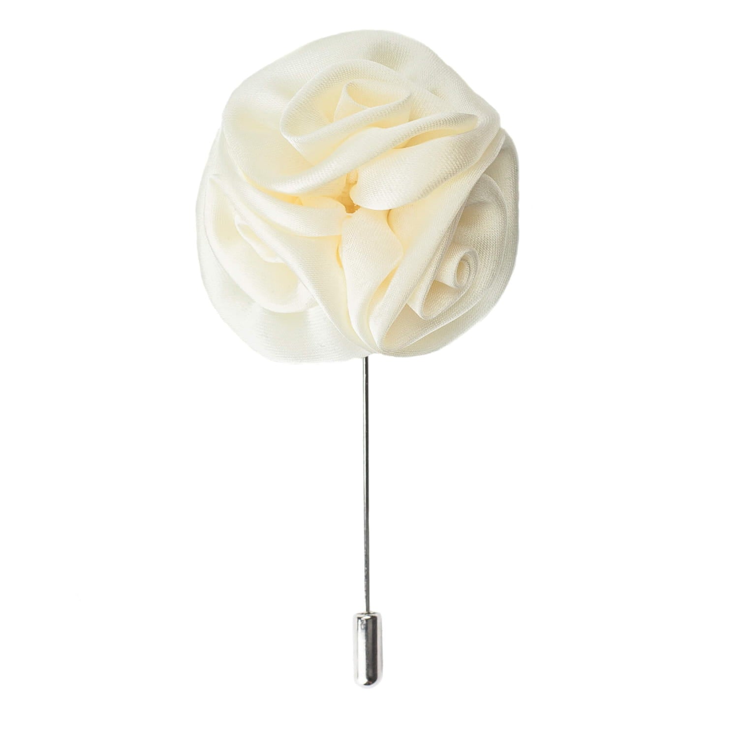 White rose flower lapel pin on a white background