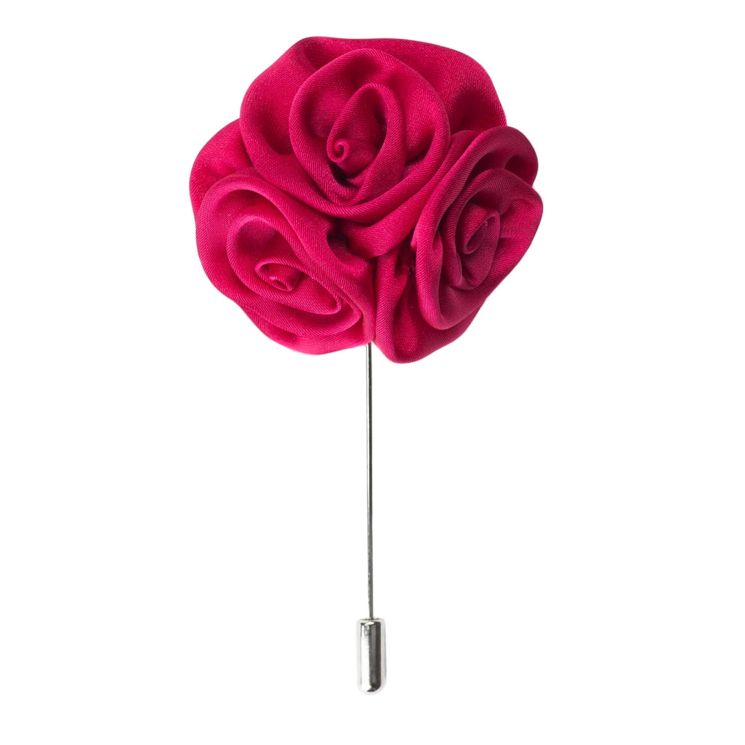 Red rose-shaped brooch on a white background