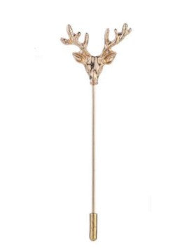 Stag's head lapel pin in gold