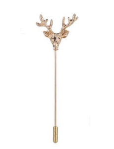 Stag's head lapel pin in gold