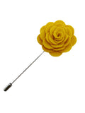 Yellow flower lapel pin on a white background