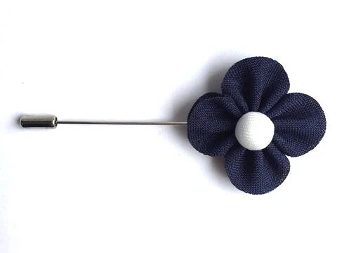 navy blue poppy flower button hole for men's suit