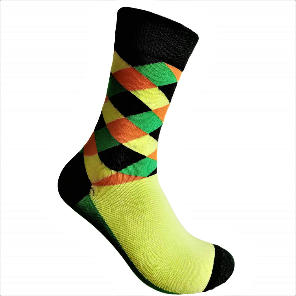 Colorful argyle pattern sock on a white background