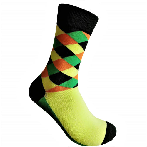 Colorful argyle pattern sock on a white background