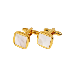 mother of pearl cufflinks with gold trim