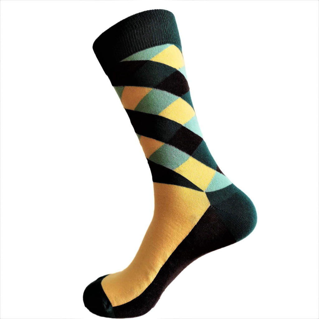 Colorful argyle pattern sock on a white background
