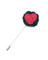 Alfiler de solapa de rosa de fieltro, verde y rosa