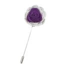 grey and purple lapel pin flower for men's suit