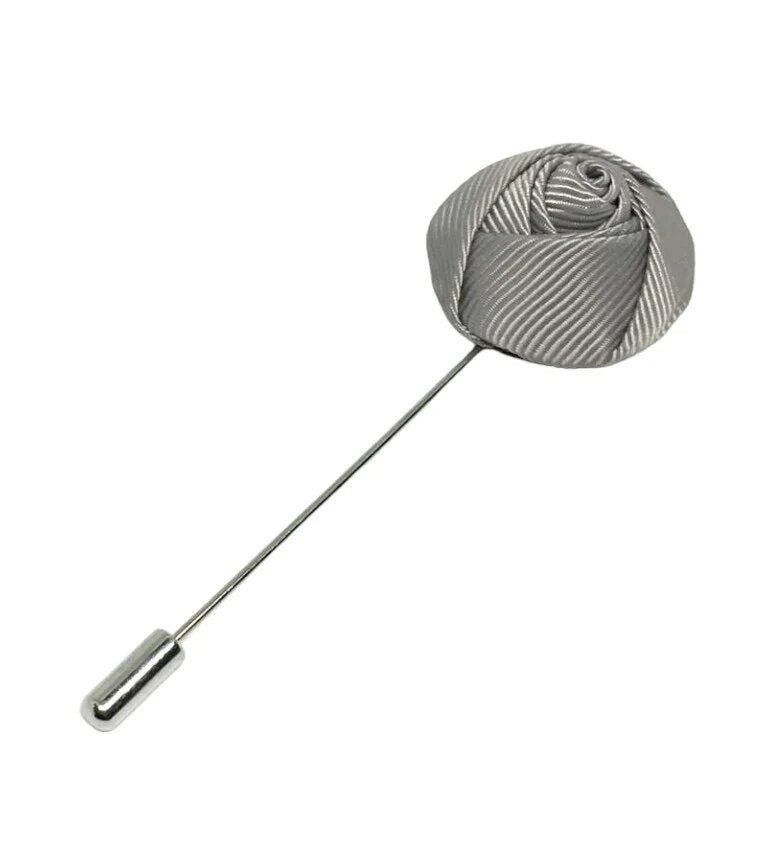 grey rose flower lapel pin for men's jacket
