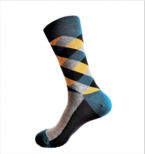 Colorful argyle pattern sock on a white background