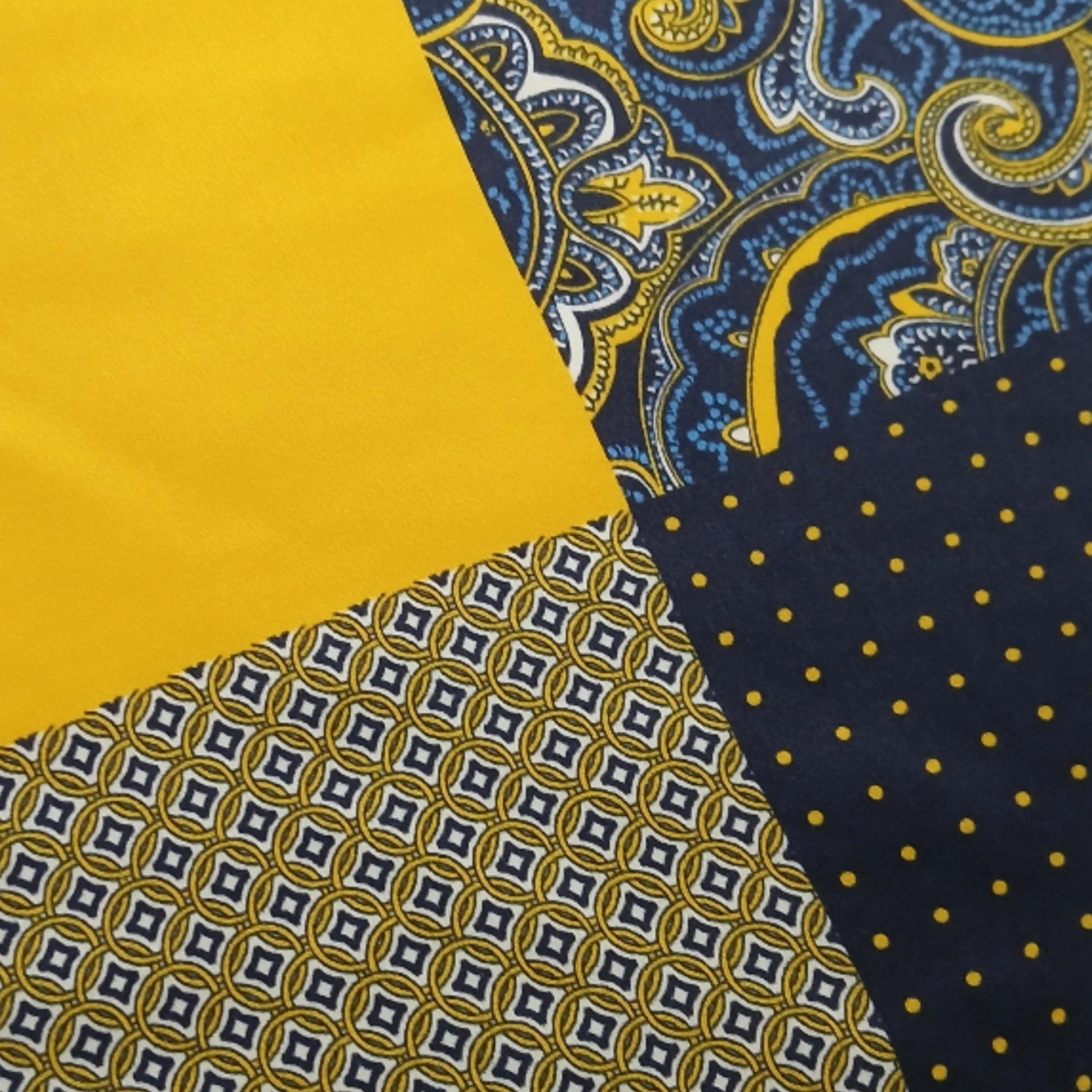 Pocket square with polka dot pattern and paisley pattern