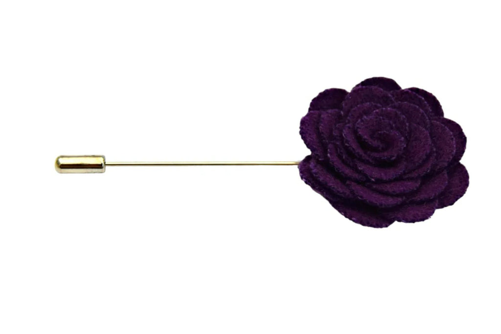 purple lapel pin flower made from felt