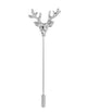 Silver stag's head lapel pin for men's suit