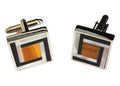 silver cufflinks with tiger's eye inlay, agate and mother of pearl