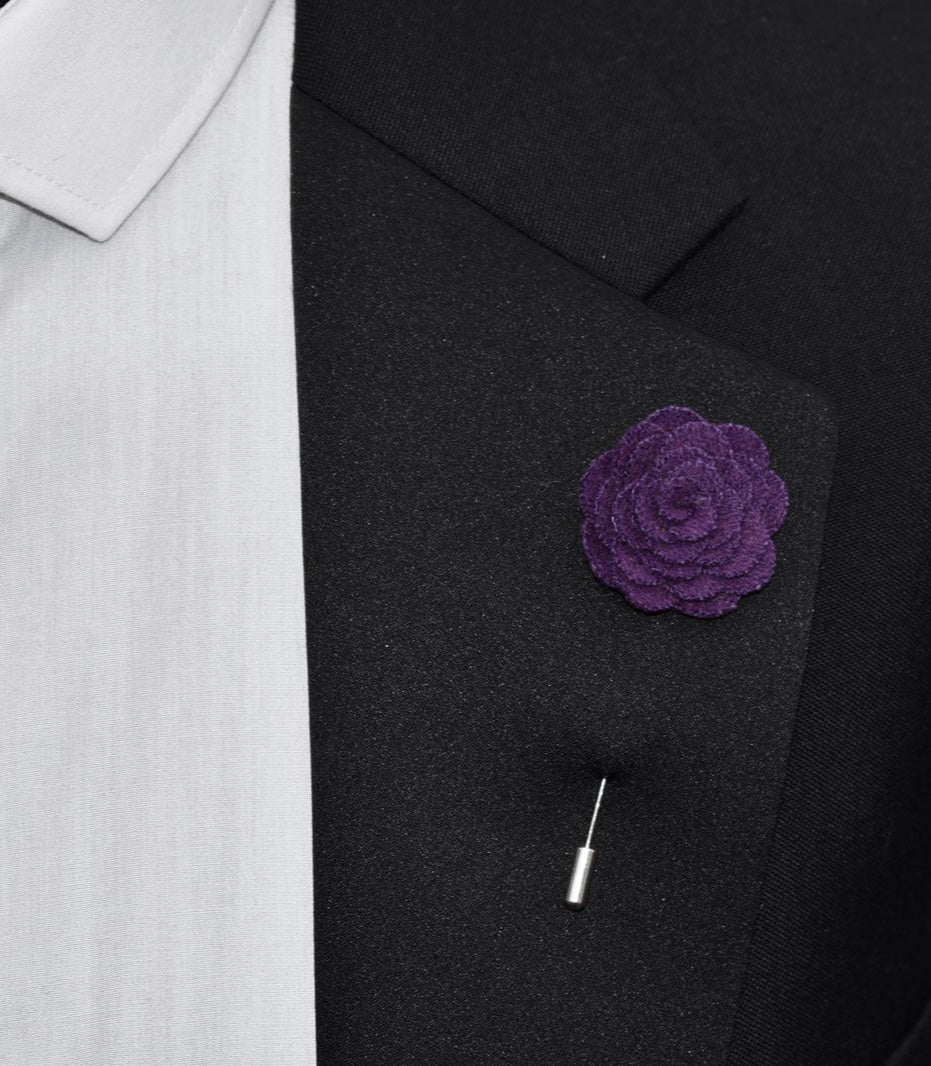 rose lapel pin, purple 