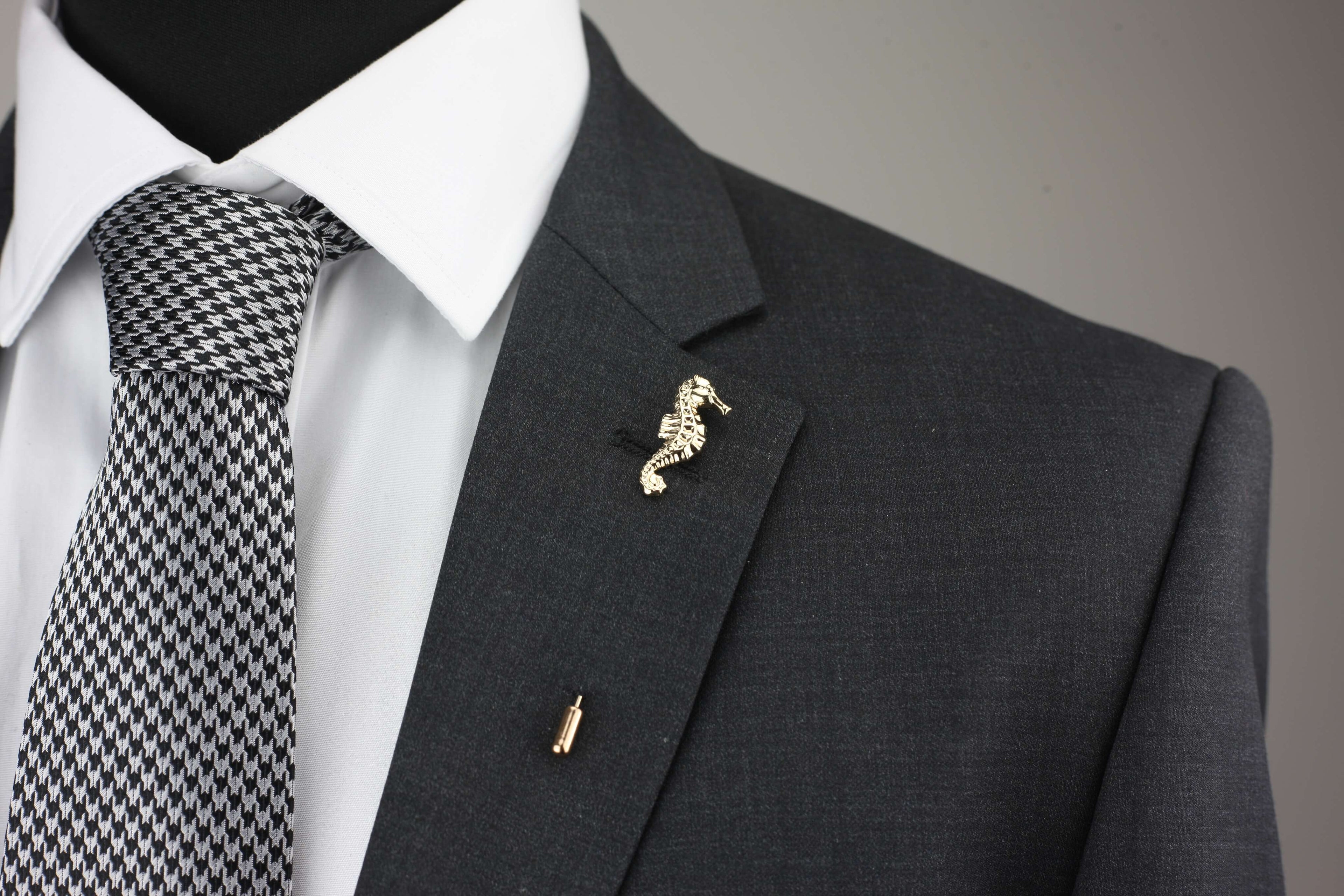 seahorse lapel pin, rose gold lapel pin