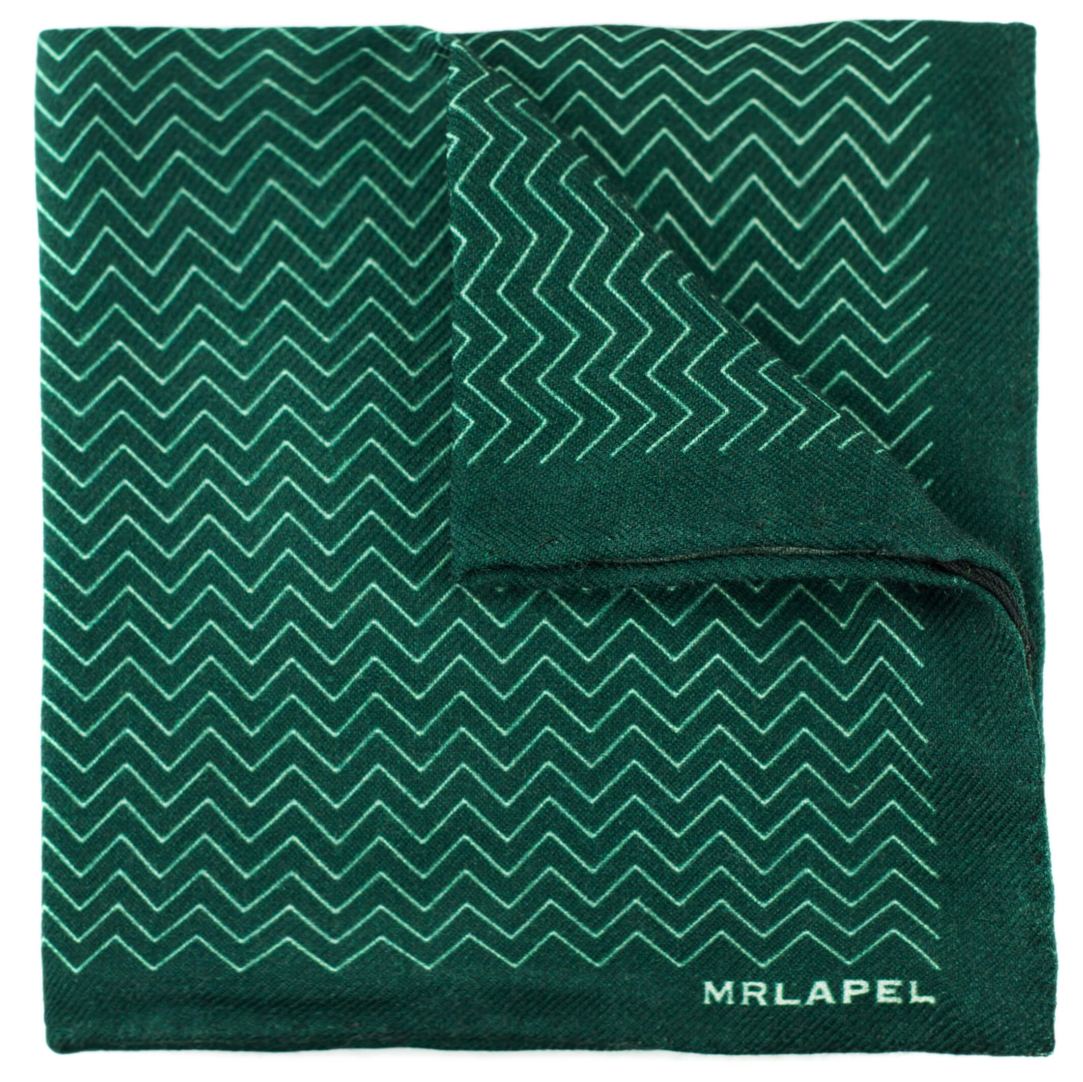 green pocket square, wool