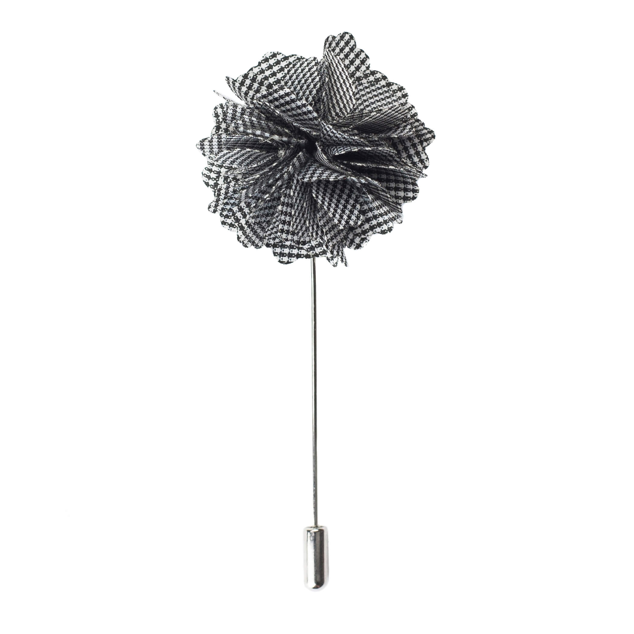black and white lapel pin flower, reusable button hole flower