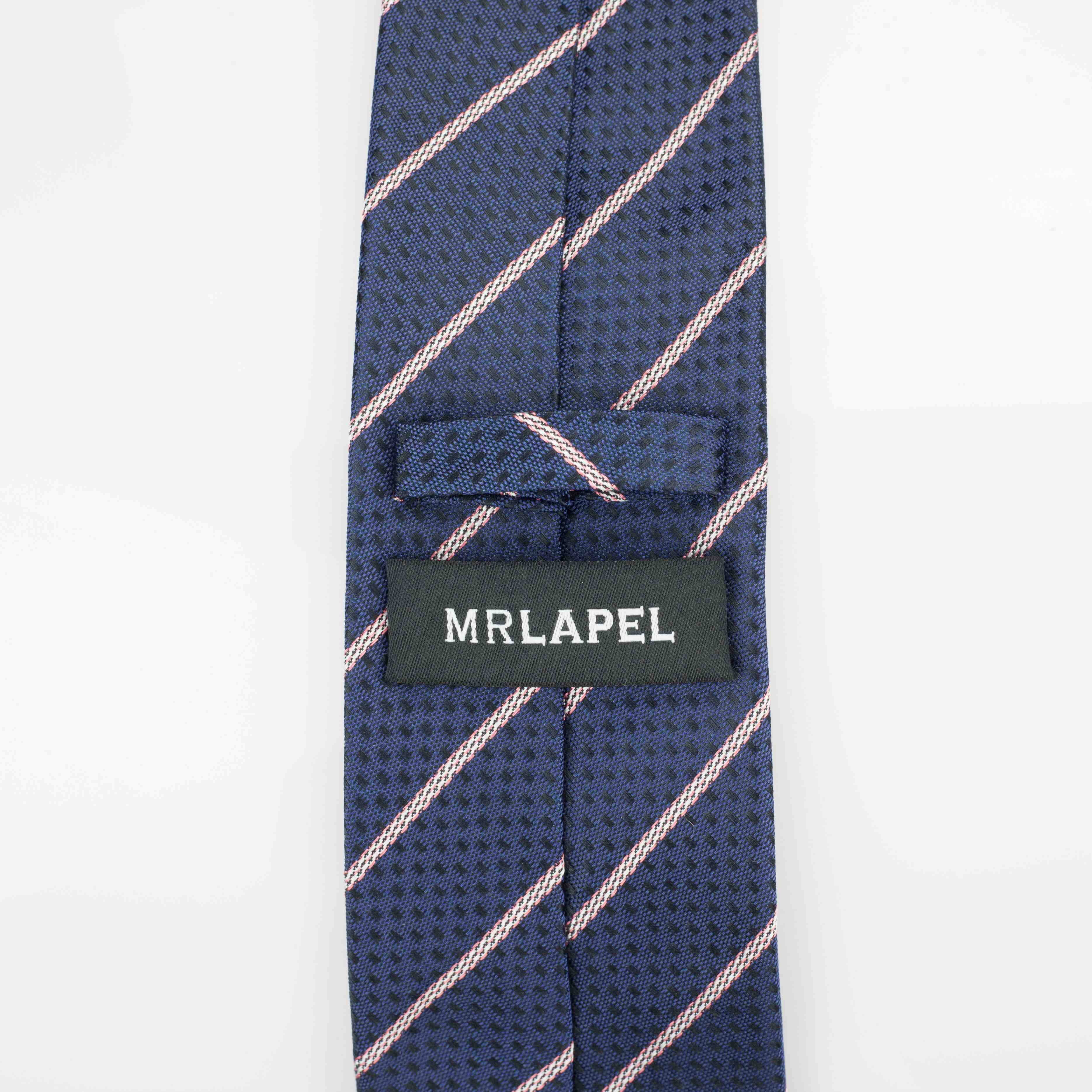 Silk tie, striped navy neck tie