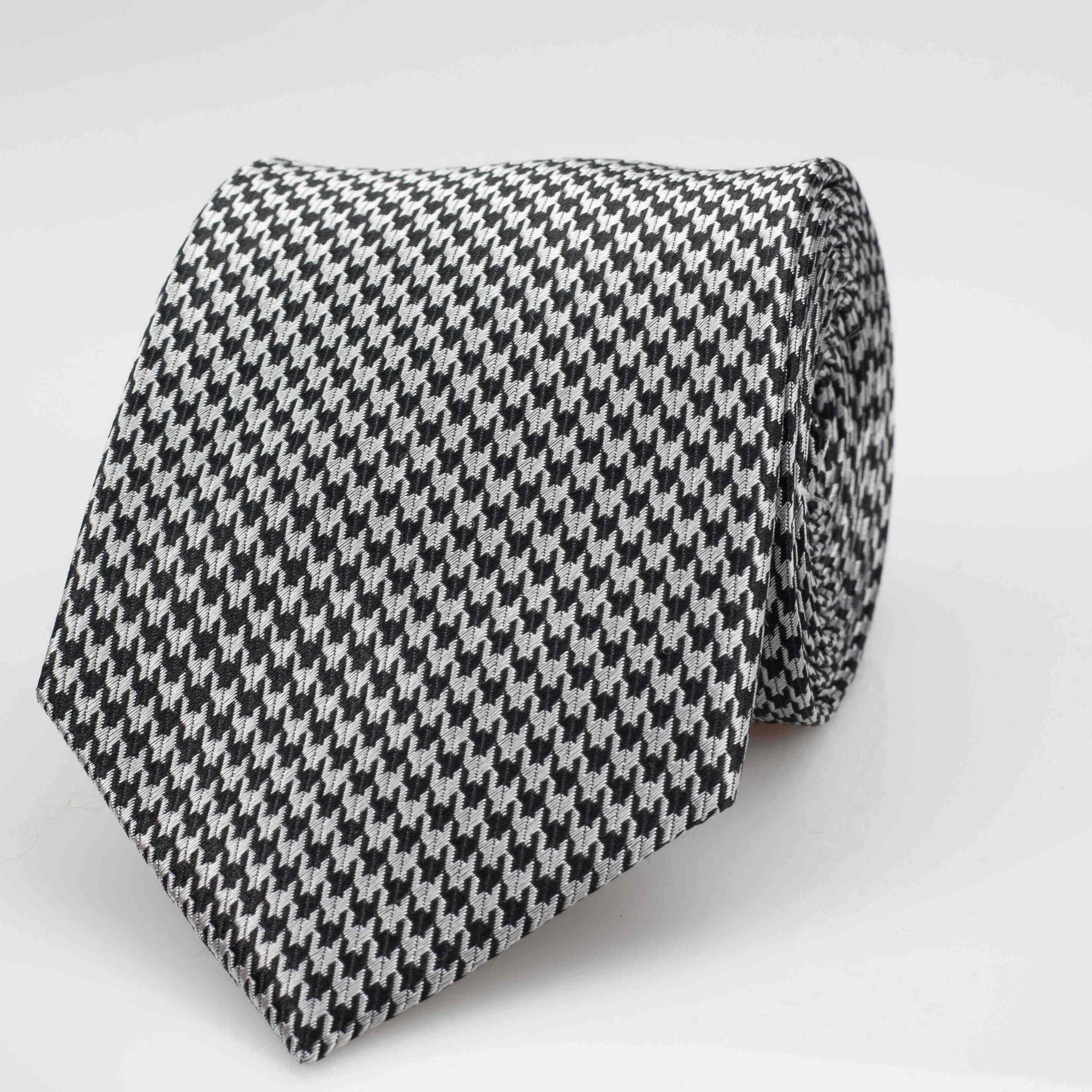 houndstooth tie, grey silver