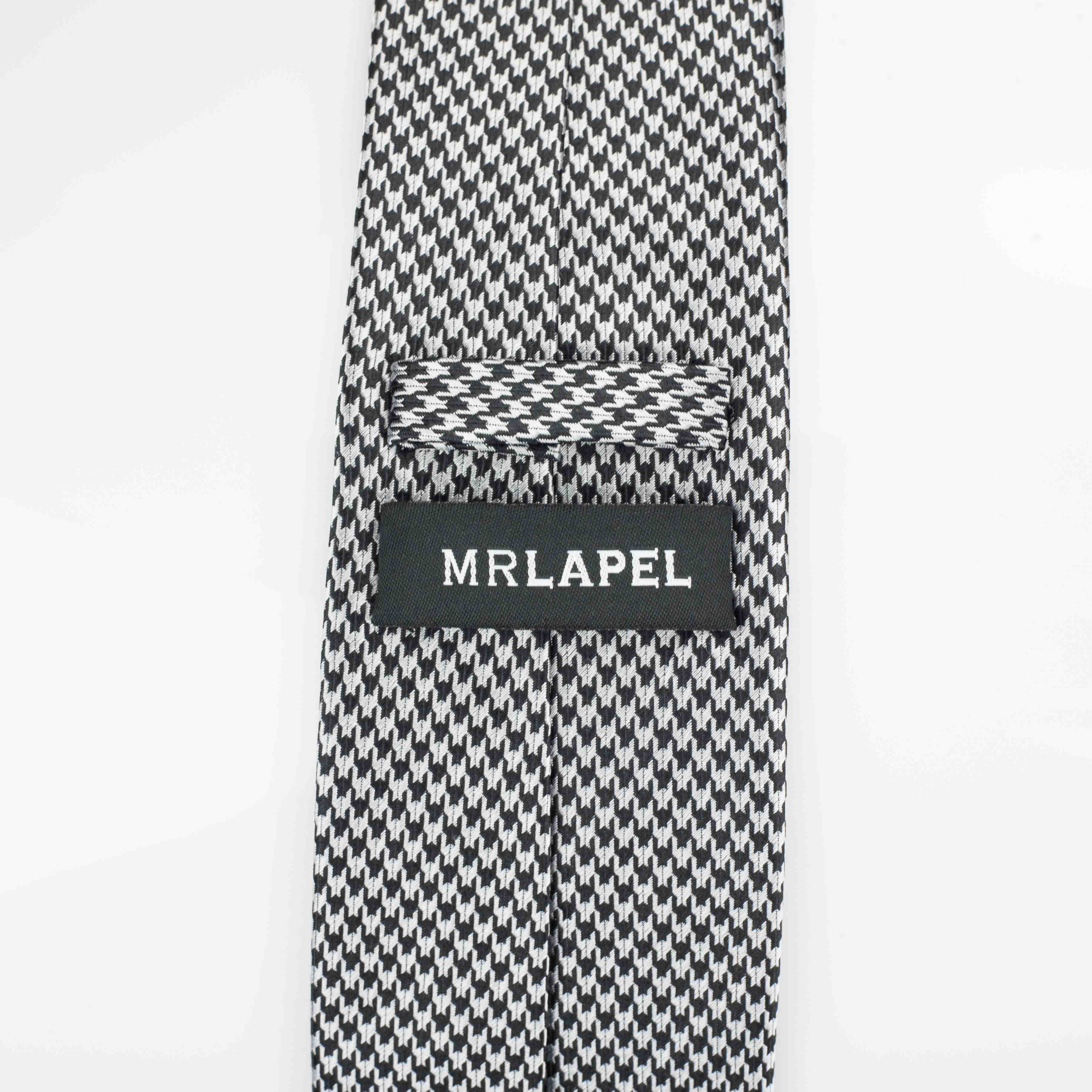 Black and White Silk Houndstooth Tie Lapel Pins Ties Pocket Squares Mr Lapel