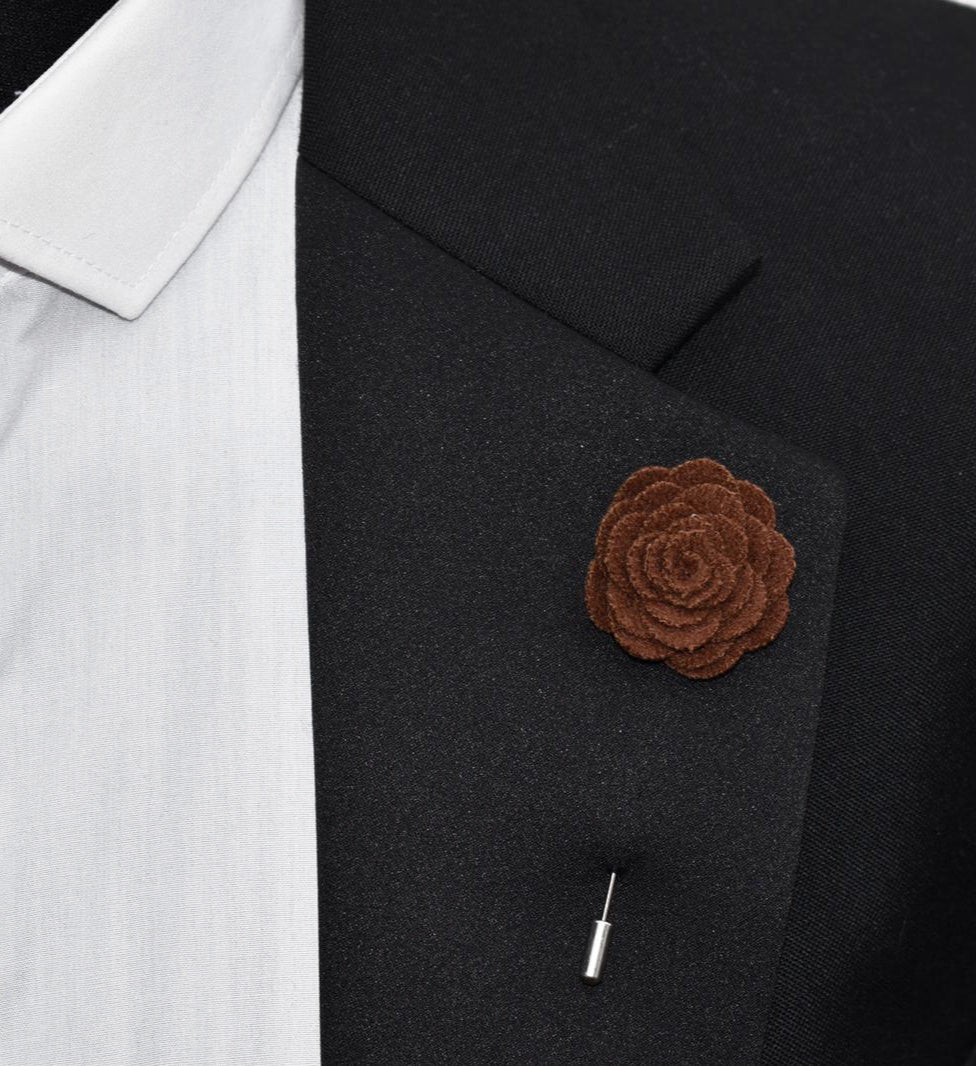 brown lapel pin flower