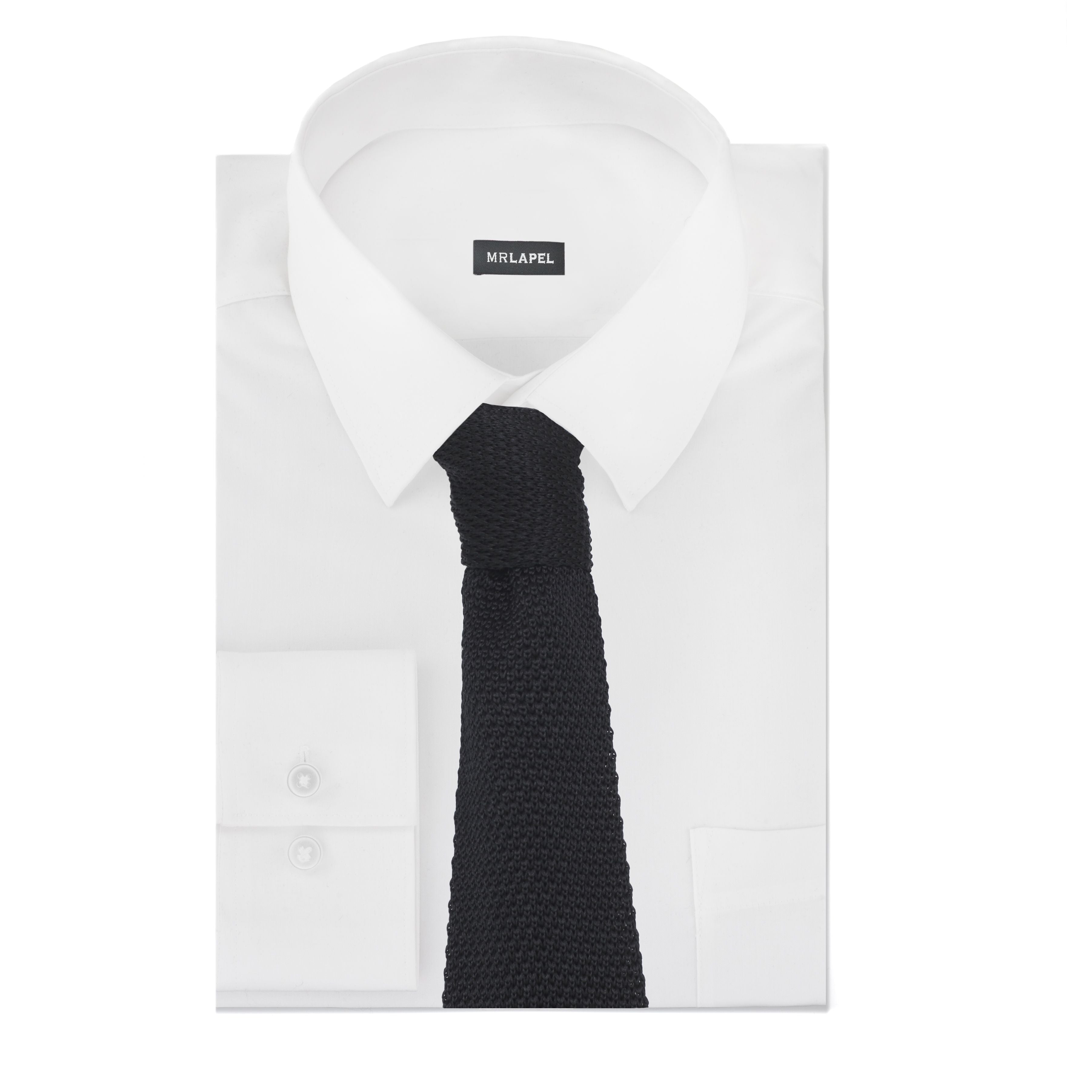 knitted silk black tie