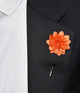 orange silk lapel pin, orange silk button hole 