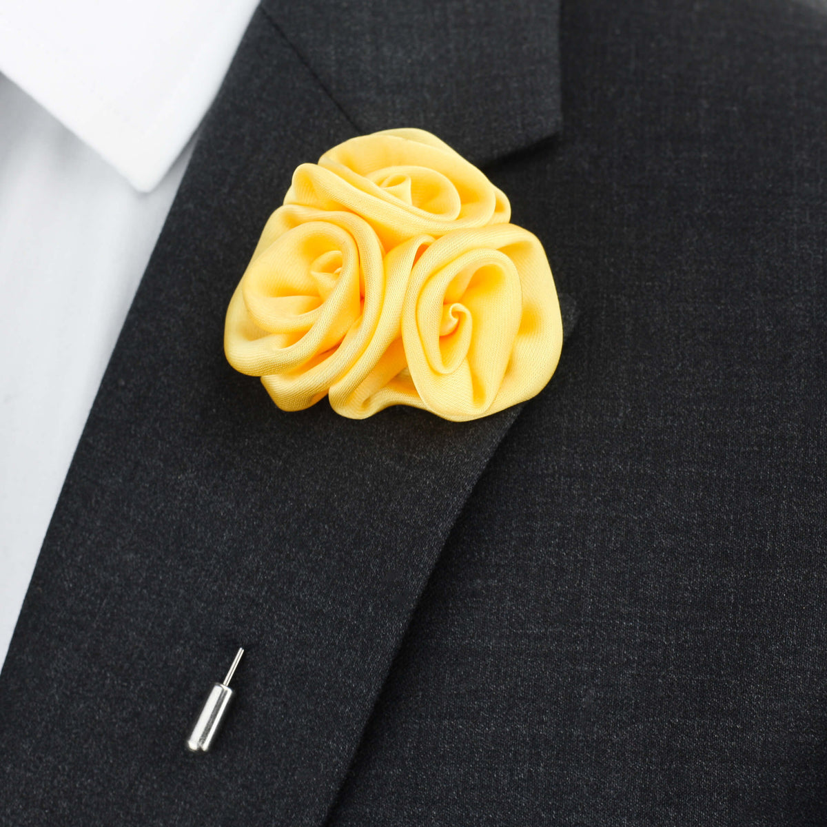 Triple Rose Lapel Pin, Yellow Lapel Pins Ties Pocket Squares Mr