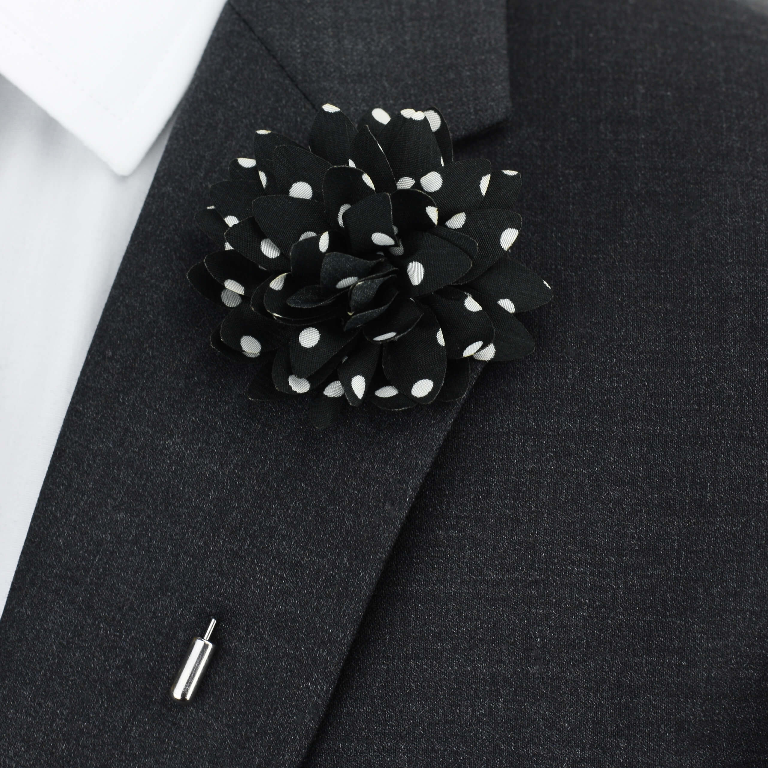 polka dot lapel pin flower