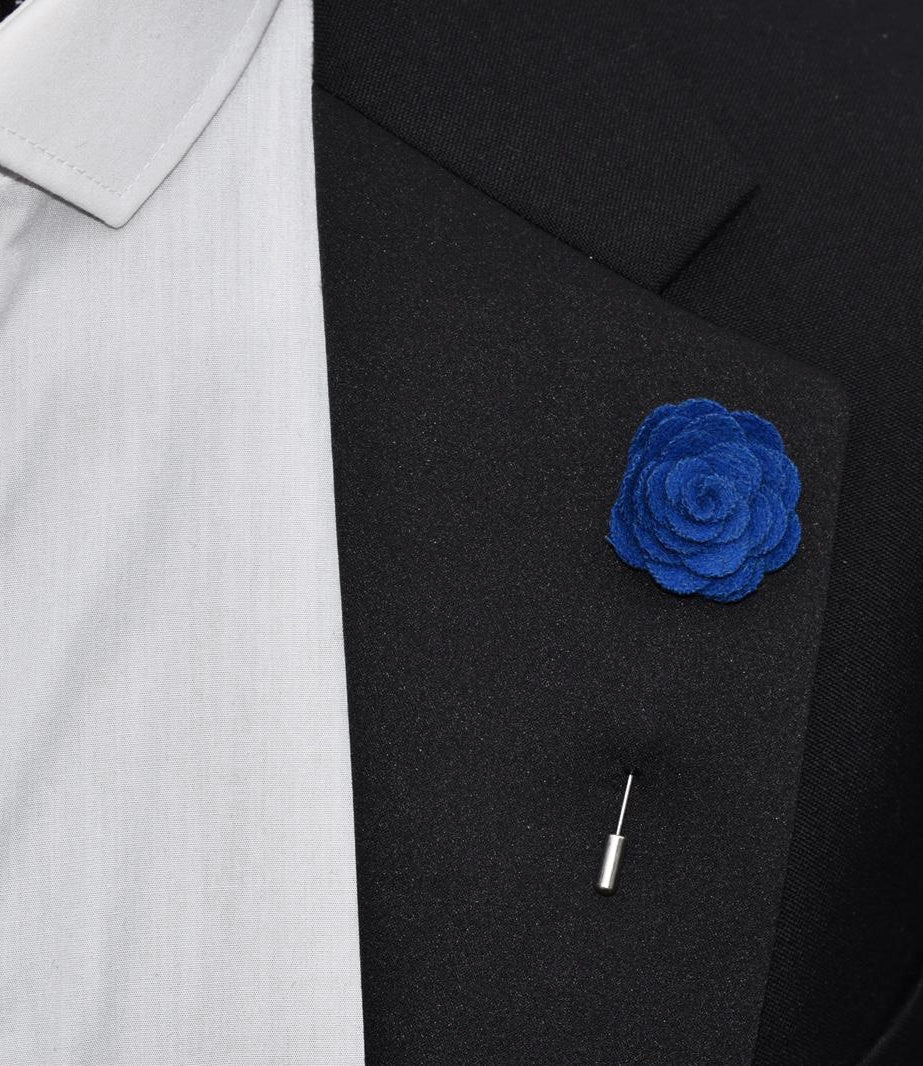 rose lapel pin flower, midnight blue