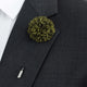 green button hole, green lapel pin flower