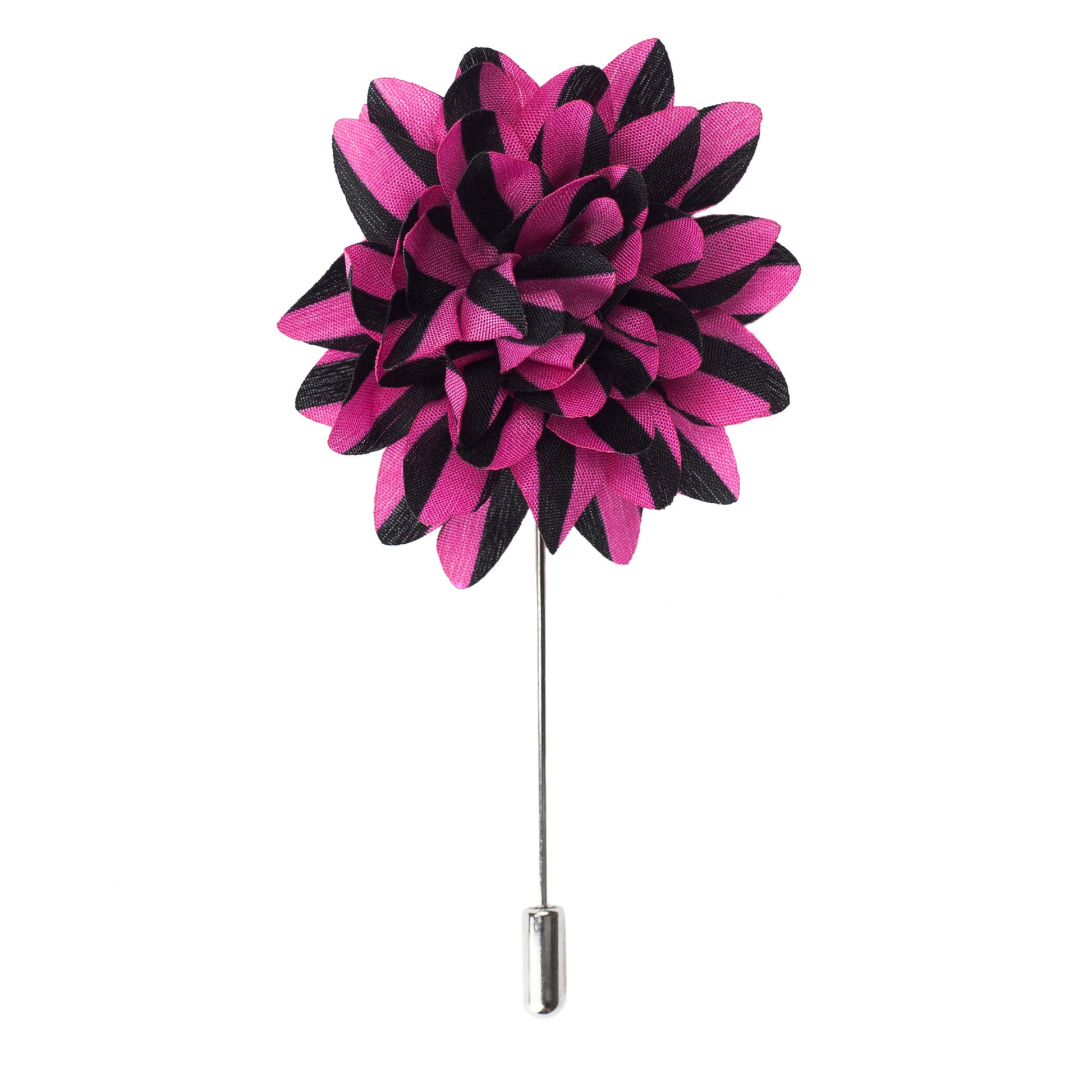 black and pink stripe lapel pin flower