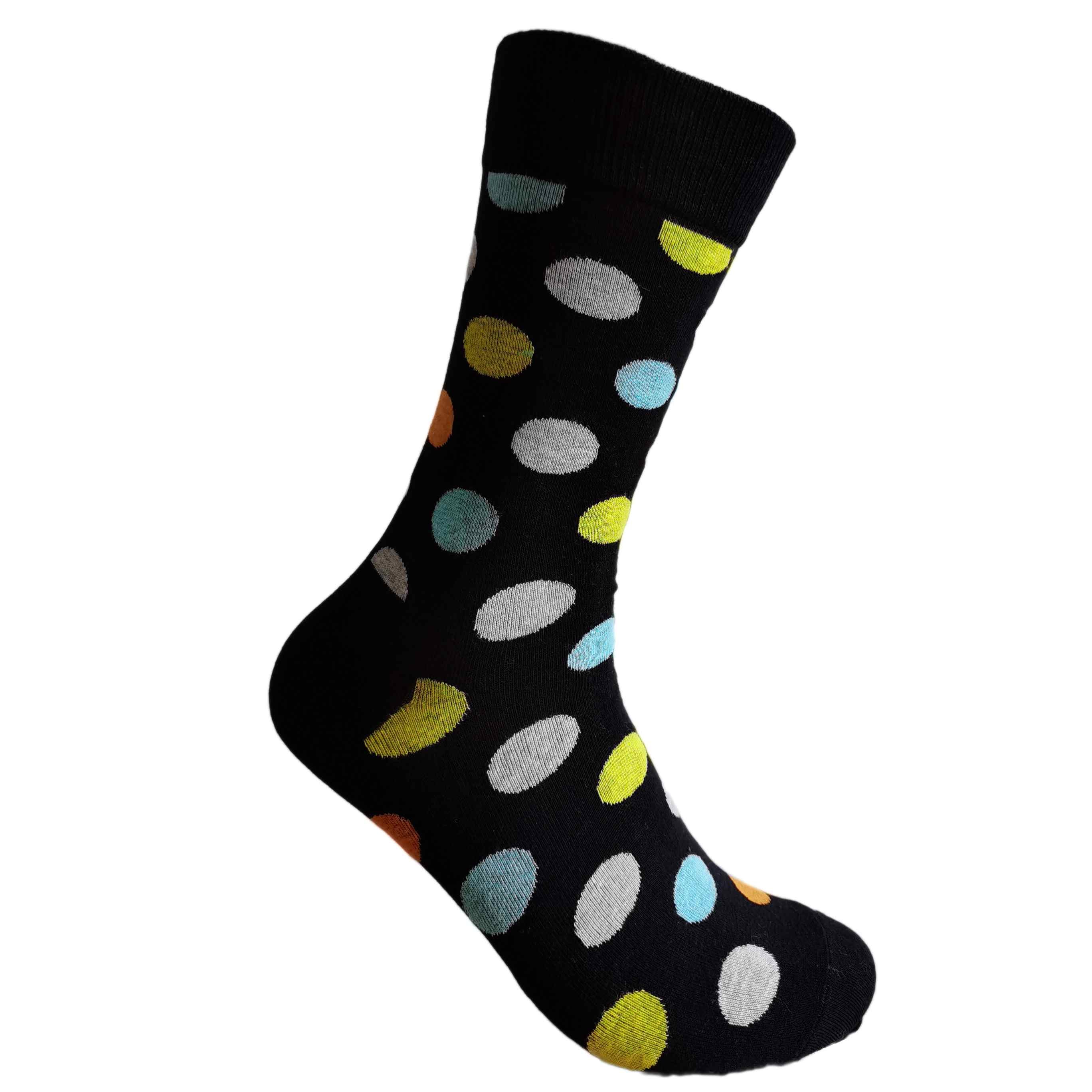 polka dot socks for men, black socks with polka dot pattern, bold socks, jazzy socks, funky socks, gift ideas for him, Happy Socks alternative