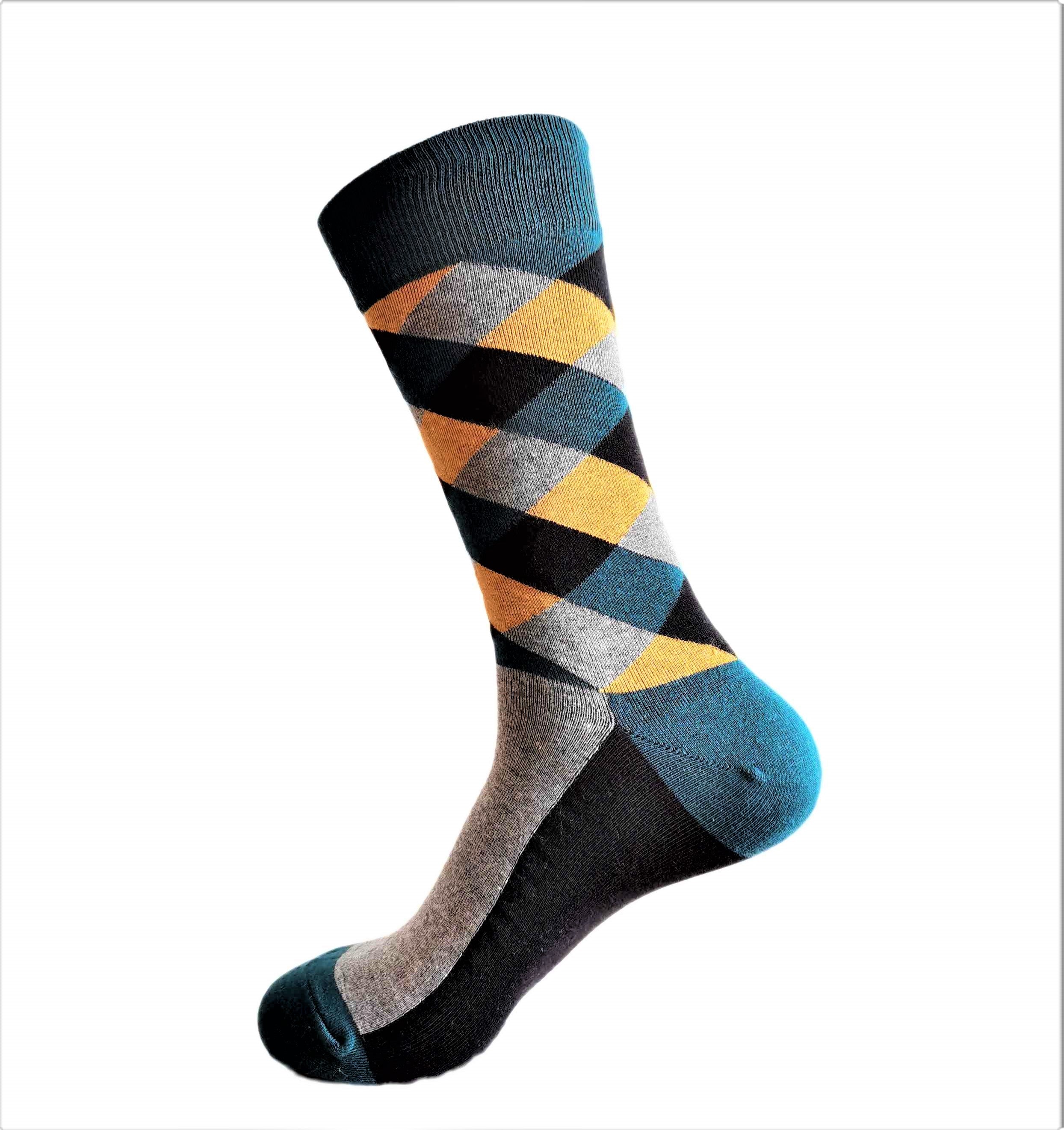 grey and orange interweaving socks for men, combed cotton socks, cheaper Happy Socks alternative