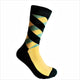 men's combed cotton socks, green and yellow socks with black trim, luxurious socks for men, men's gift ideas, cheaper Happy Socks alternatives